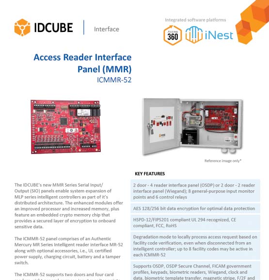 Access Reader Interface
Panel (MMR)
ICMMR-52