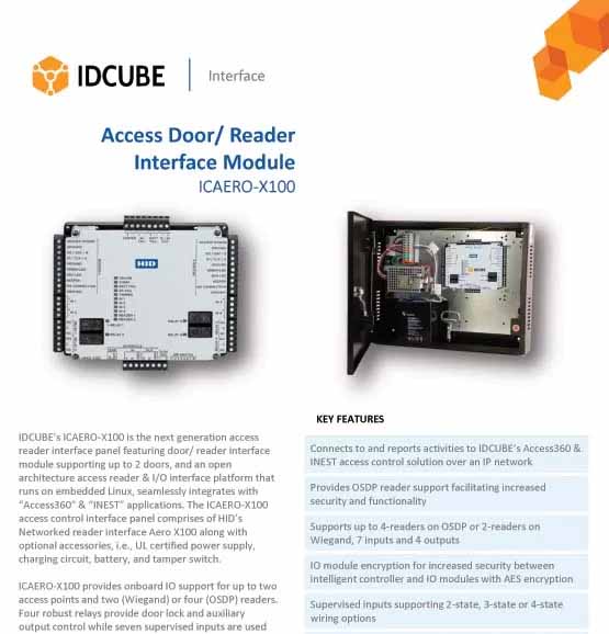 Access Door/ Reader
Interface Module
ICAERO-X100