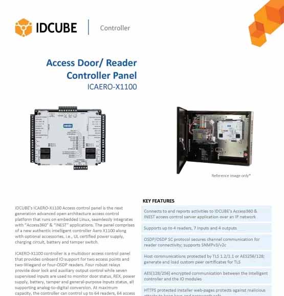 Access Door/ Reader
Controller Panel
ICAERO-X1100