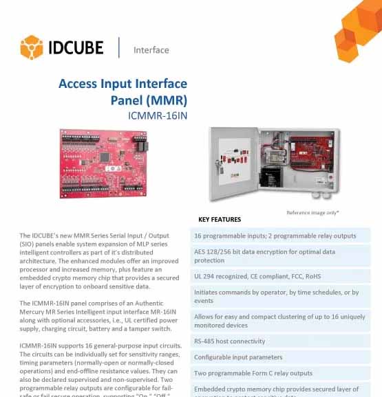 Access Input Interface
Panel (MMR)
ICMMR-16IN