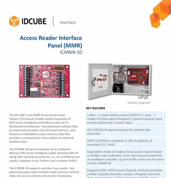 Access Reader Interface
Panel (MMR)
ICMMR-50