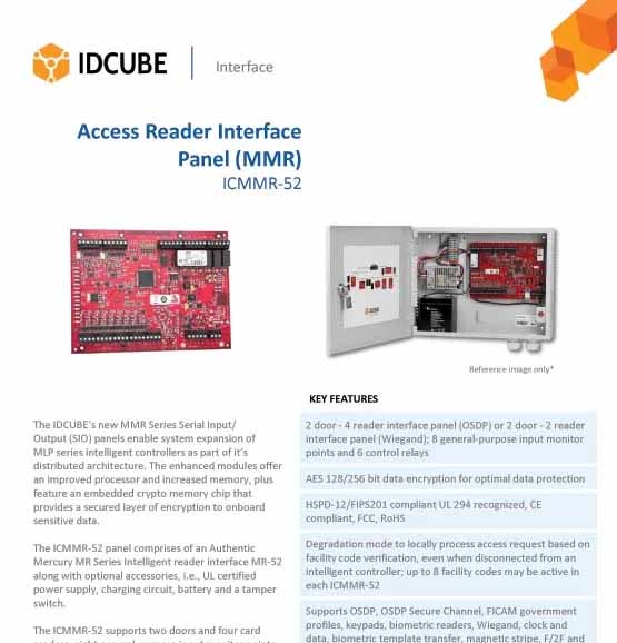 Access Reader Interface
Panel (MMR)
ICMMR-52